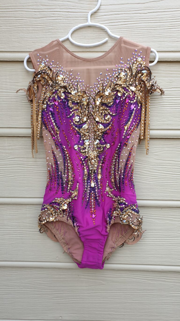 Purple/gold rhythmic gymnastics leotard | Champion Leotards